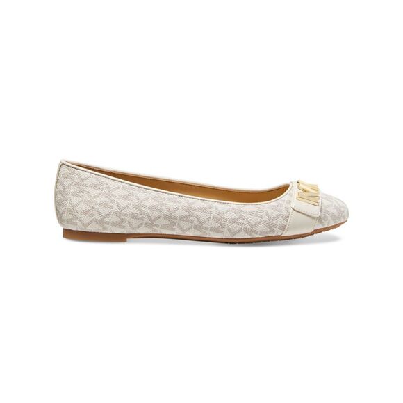 MICHAEL MICHAEL KORS Womens White Gold-Tone Jilly Ballet Flats 9.5 M - Picture 2 of 4